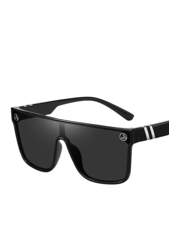 Accessories - Black Shield Sunglasses with Silver Accents UV400